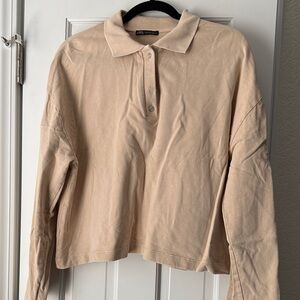 Zara Women's Tan Henley